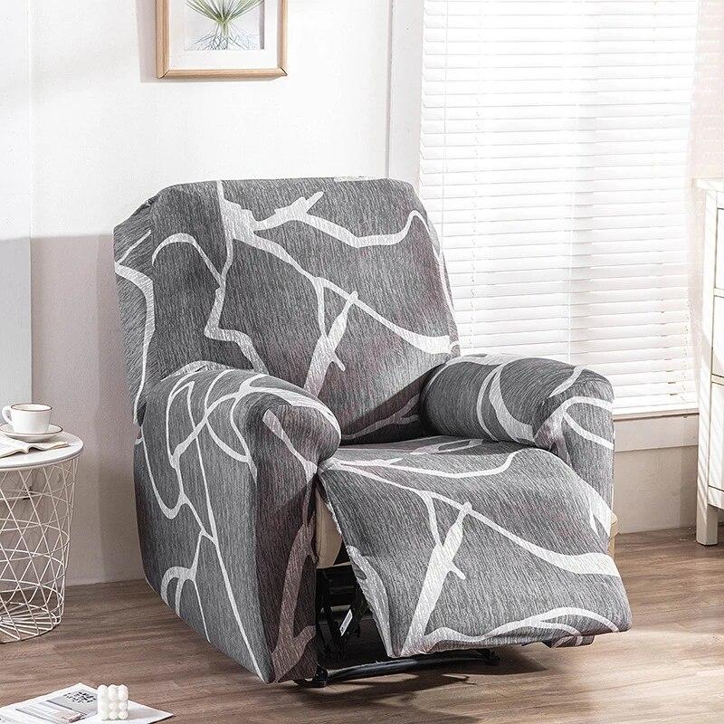 Printed Elastic Recliner Sofa Cover Soft Stretch Single Sofa Covers for Living Room Pets Kid Split Functional Lounger Chair Case