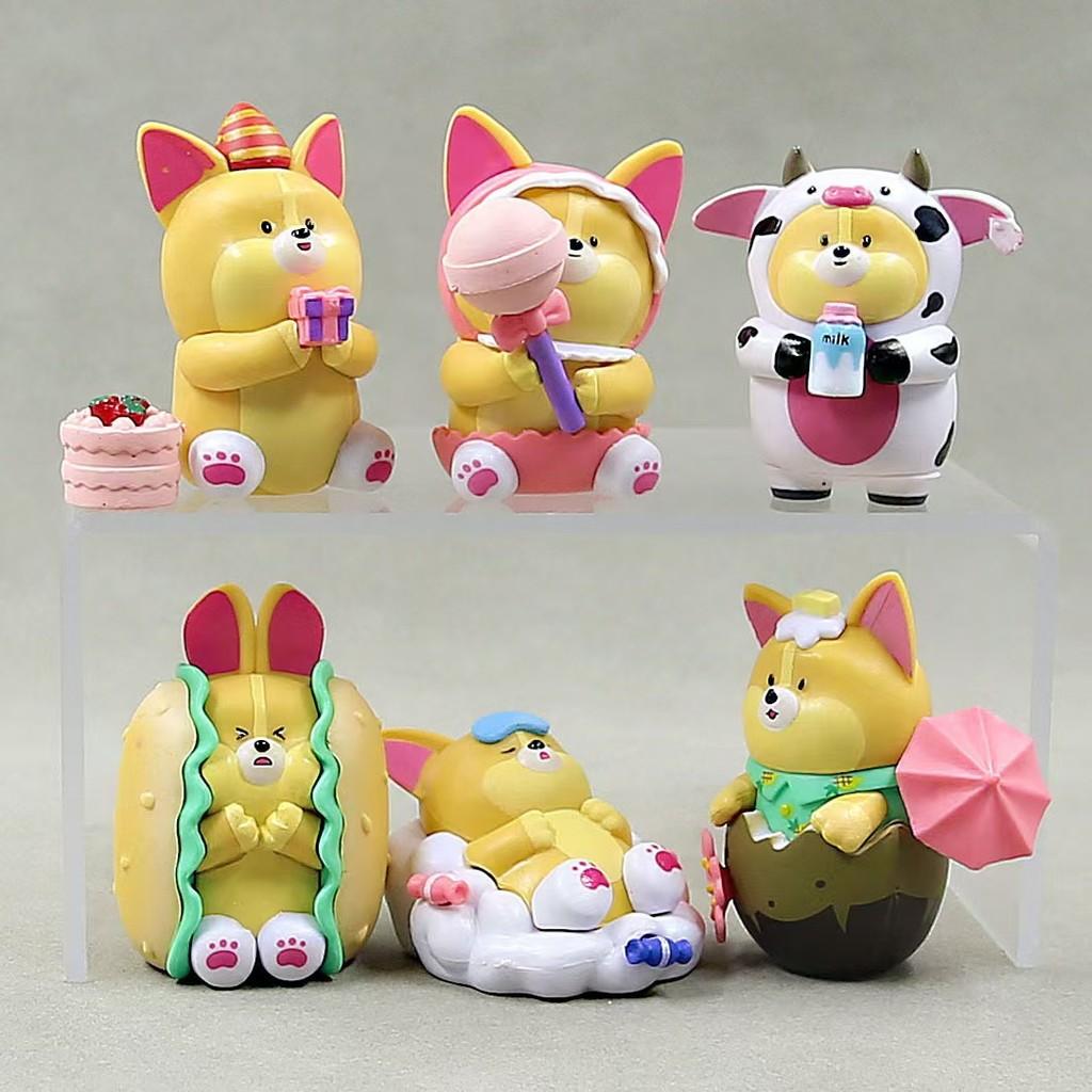 Adorable 2nd Generation Corgi Food Collectible Blind Box Pvc Figurines For Cake Decoration