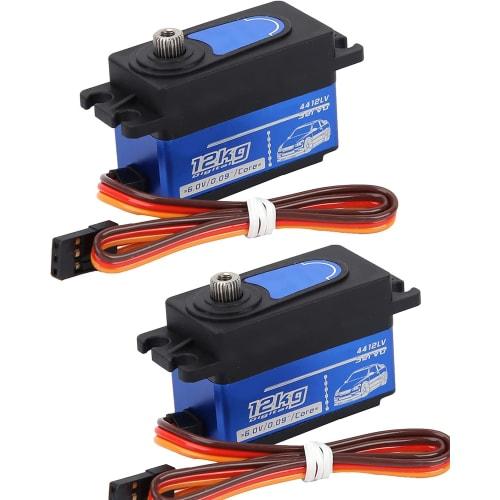 Honiwu SPT4412LV Servo Motor, 2-Piece Set, 12KG Drift Package, Servo Brake High Torque Servo Saver, 1:10 Scale Digital Servo Pack with Screws, Mini Se