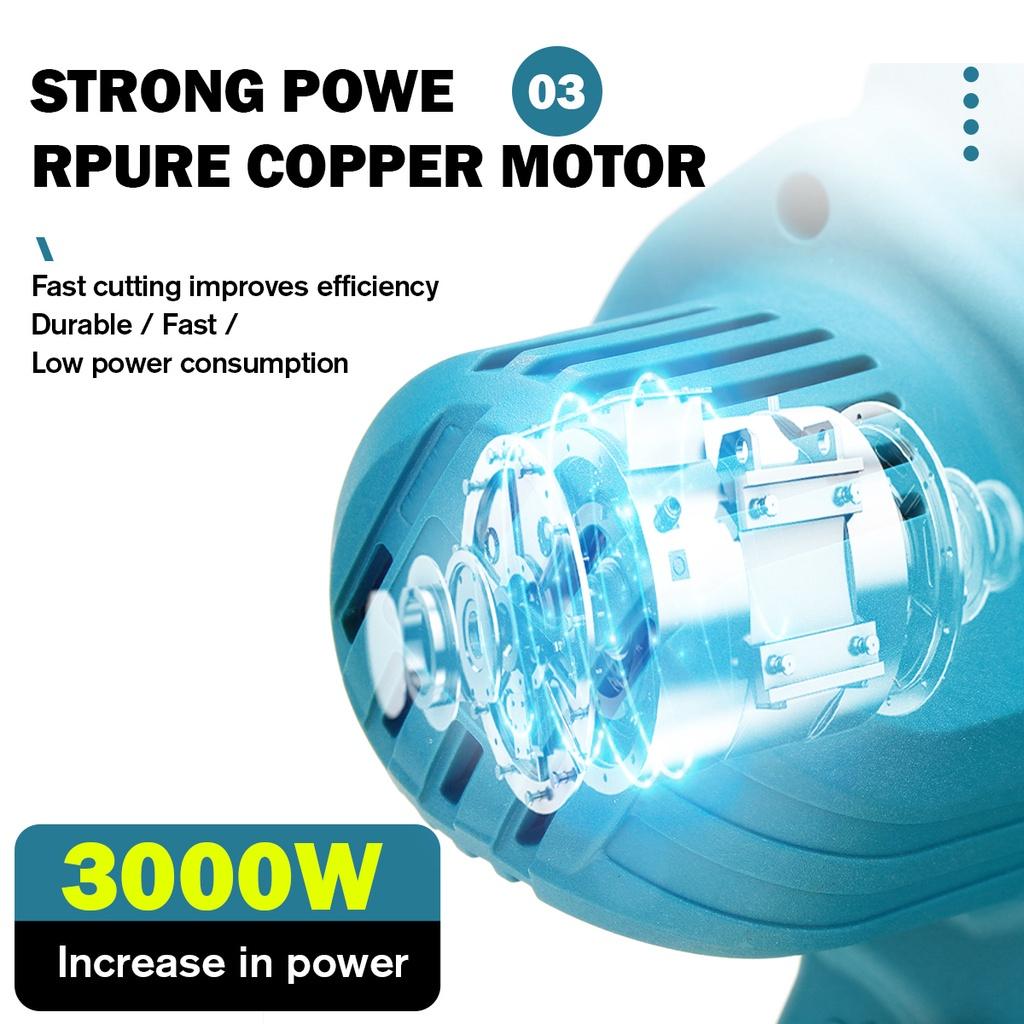 388V 3000W 6 Inch Mini Electric Chain Saw With 2Pcs Battery Woodworking Pruning Chainsaw One-handed Garden Logging Power