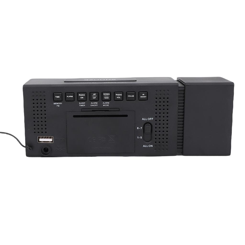 Digital Alarm Clock with Colorful Night Light, FM Radio, Date Week Temperature Humidity Display, 6 Alarms, Snooze, USB