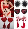 1 Pair Sexy Women Lingerie Sequin Tassel Heart Shaped Breast Bra Nipple Cover