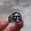 Vintage Stainless Steel Men's Skull Ring Motorcycle Style Band