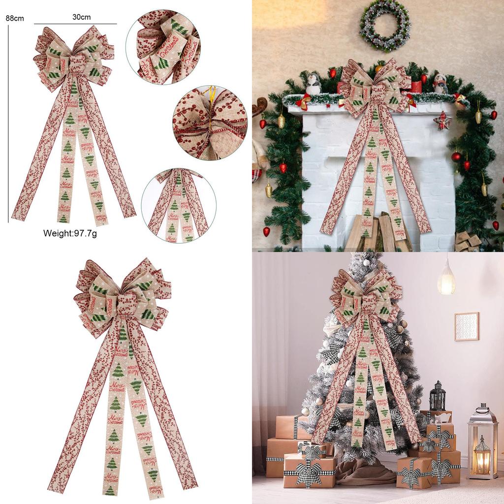 Charming New Fabric Bow For Christmas Tree Decoration In Berry Holiday Style