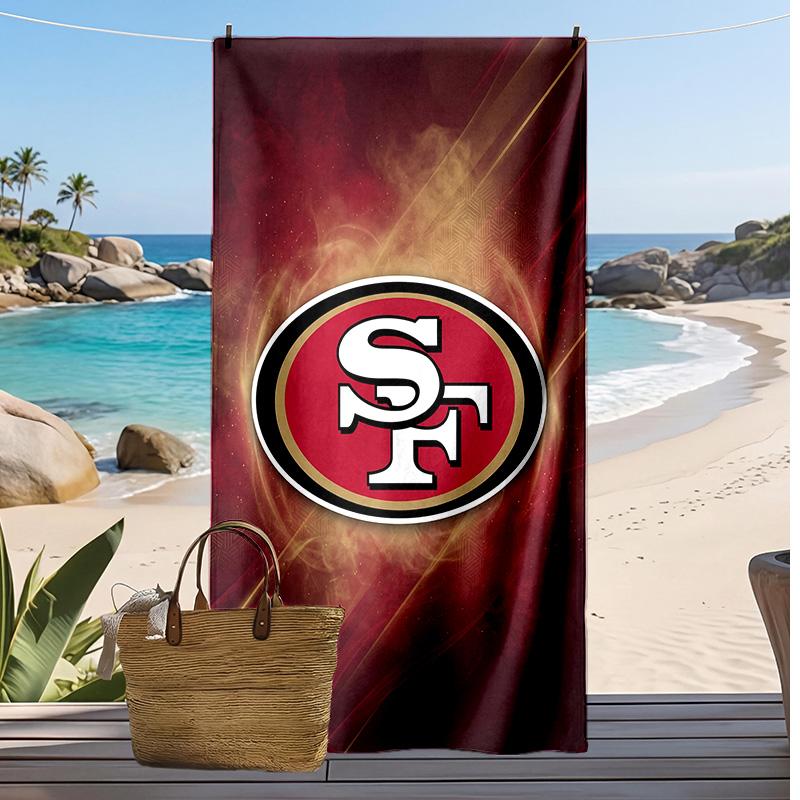 Asciugamano da Spiaggia Stampa San Francisco 49ers Morbido Portatile Asciugatura Rapida?Asciugamano Asciutto Per Piscina Vacanza Estiva Sport all'Aperto