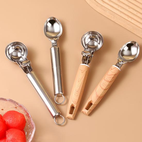 Stainless Steel Ice Cream Scoop with Trigger Release Melon Baller for Fruit Desserts Rust-Resistant Dishwasher Safe Essential Kitchen Tool for Home