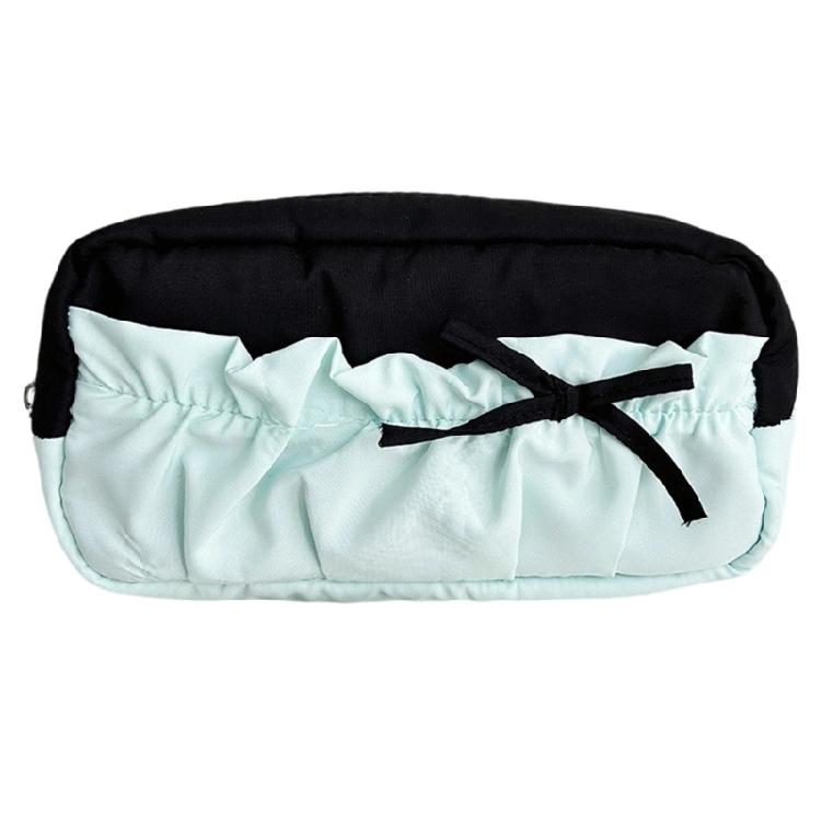 

Dotted Bowknot Fabric Pencil Case Big Capacity Pen Pouches Travel Makeup Storage Bag for School Offices and Daily Use