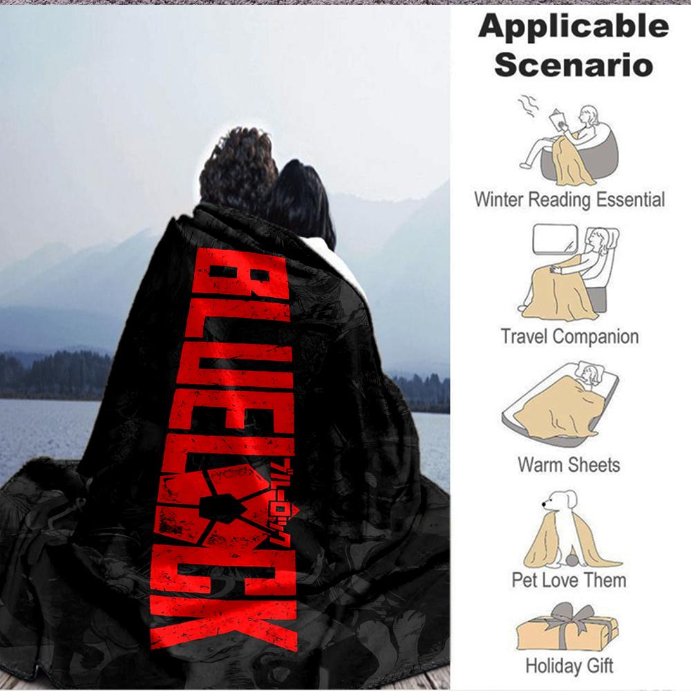 1Pc Blue Lock Passion Flannel Blanket, Soft And Comfortable, Casual Warm, Camping Travel, Christmas, Halloween Xmas Gift S1556