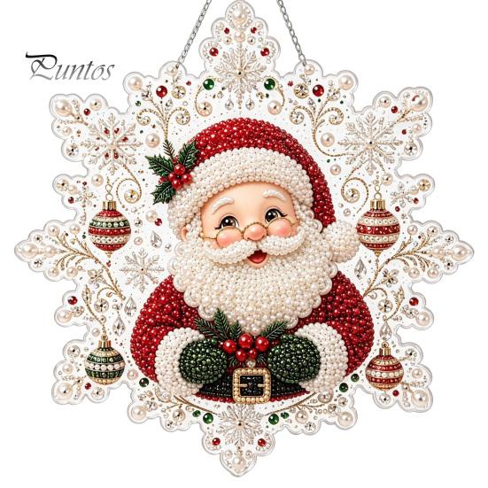 Funkelndes Edelstein-Kunstprojekt Weihnachts-Faux-Perlen-Malerei Sonnenfänger-Set, Acryl-Schneeflockenförmige Platte mit Spitze Kreatives Geschenk für Frauen Kante, 3D