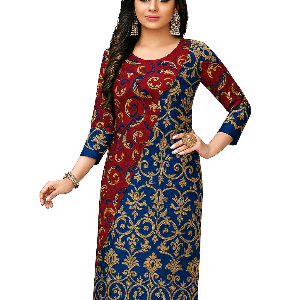 

Kurti robes, women, all over print, vintage style, high quality fiber, soft and breathable, stylish and classic, 2025 collection, muslim robes, new S