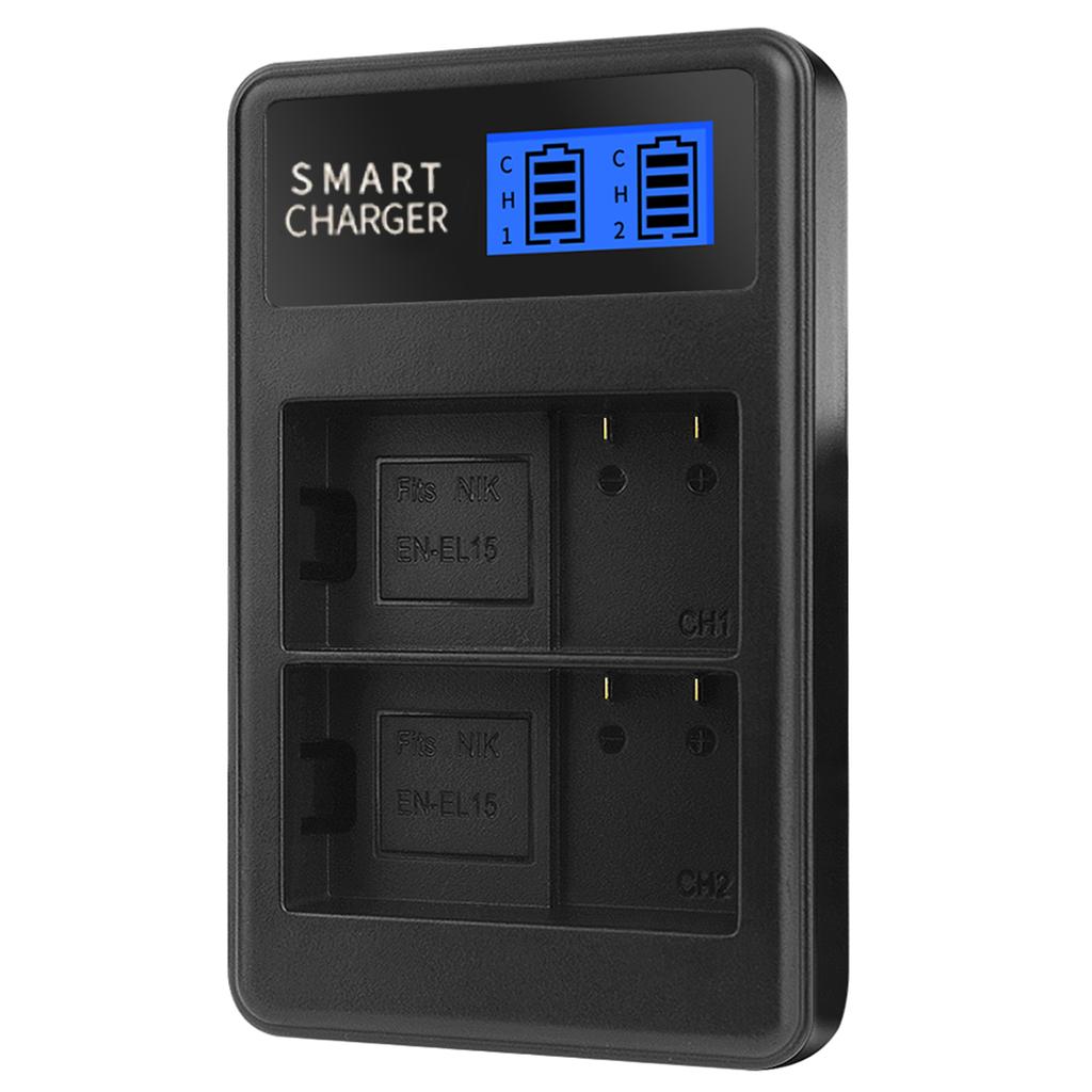 EN-EL15 Battery Charger Battery LCD USB Charger Double Battery Charging Dock for D500 D600 D610 D7000 D7100 D7200