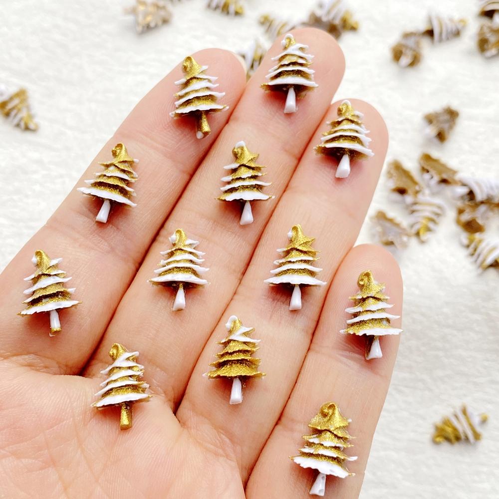 50 pièces Nouvelle Résine Hybride Mignon Petit Sapin de Noël Art des Ongles Strass Plat DIY Noël Scrapbooking Loisirs Créatifs