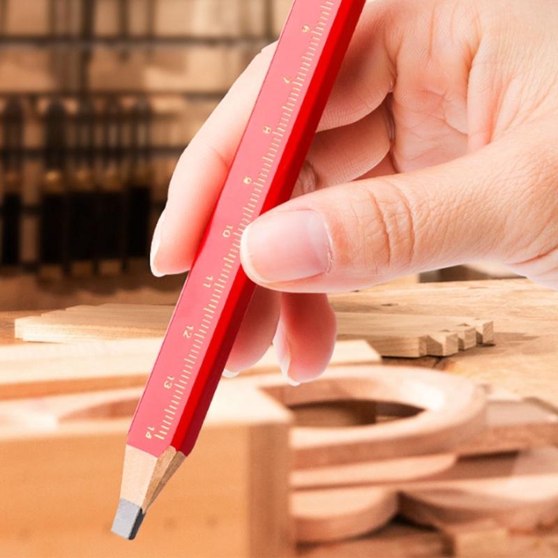 12 Pcs Carpenter Pencils Construction Pencils Black/Red Carpenter Pencils for Woodworking Marking