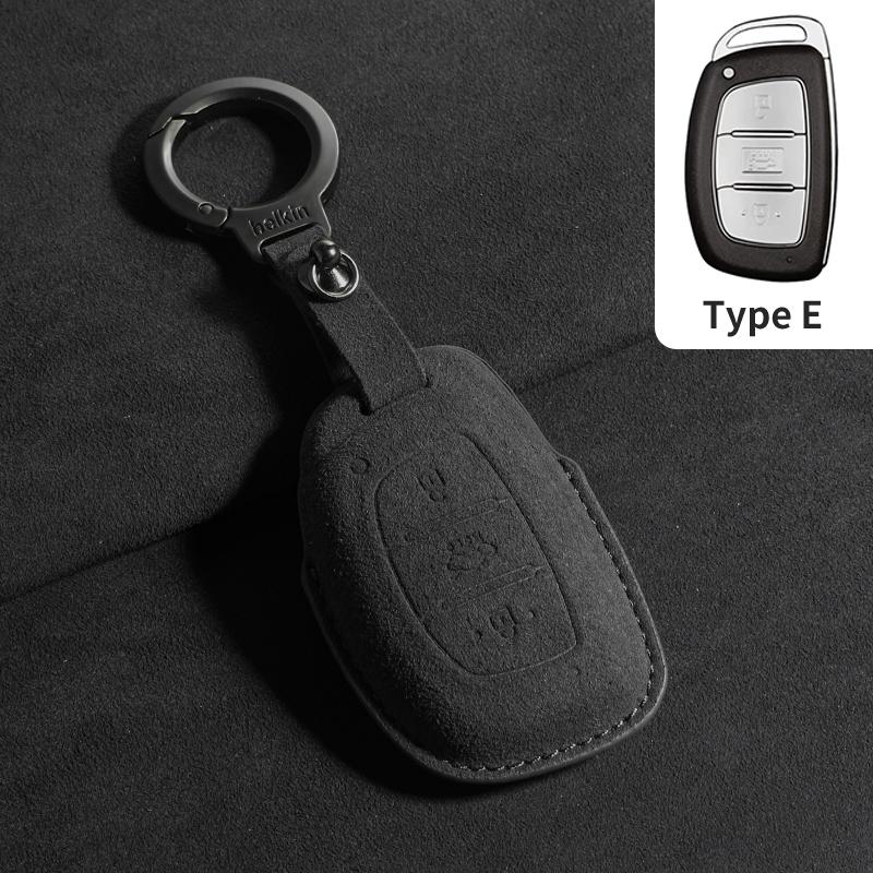 Leather Car Key Case Cover Shell Fob For Hyundai Protector Keychain