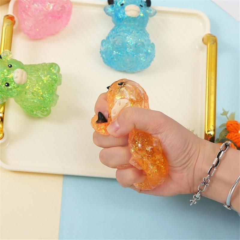 Glitter Highland Cow Squishies Fidget Toy,Soft Slow Rising Stress Ball, Sparkly Sensory Squeeze Toy for Adults,Cute Cow Lover Gift