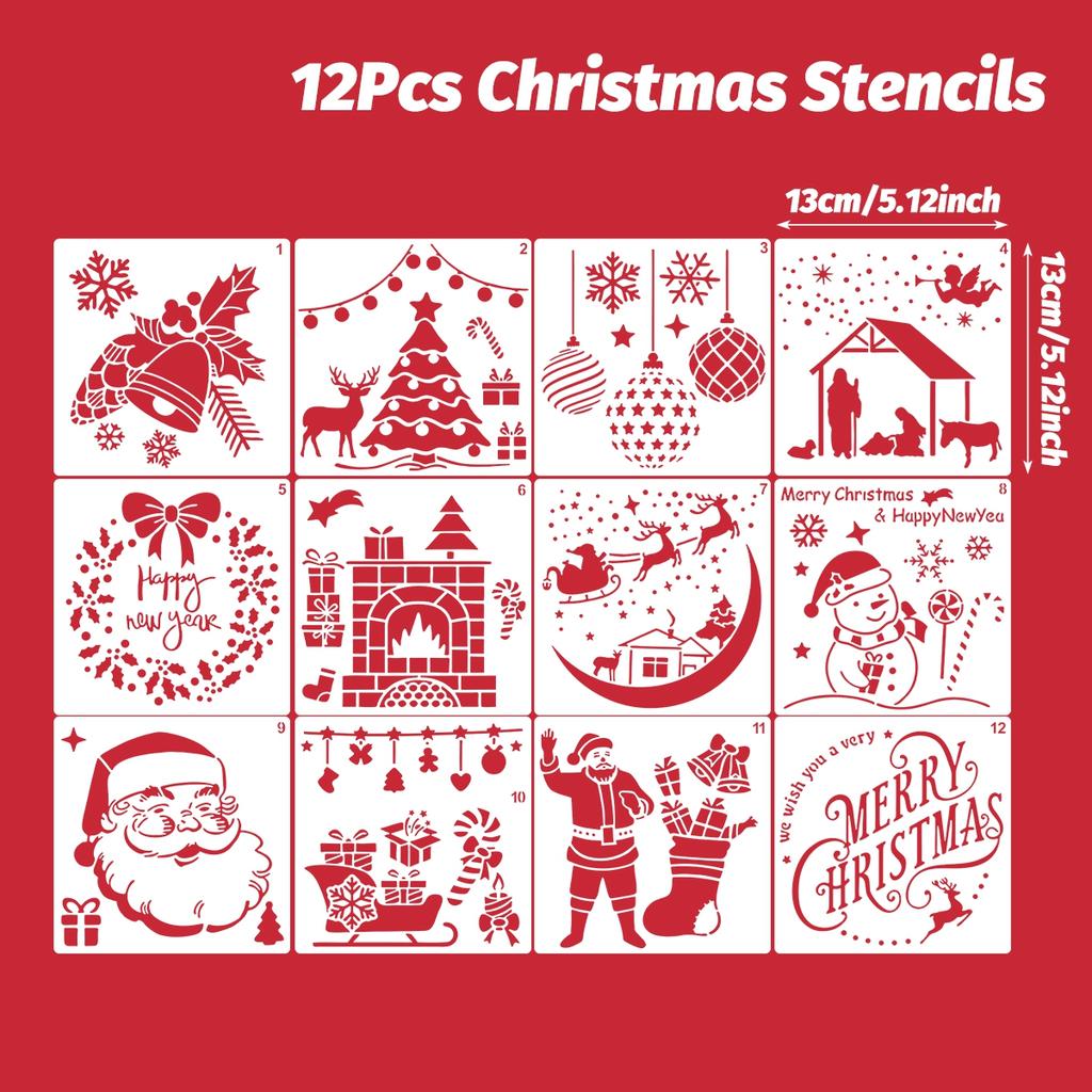 Christmas Stencils Merry Christmas Decorations for Home 2025 Navidad Natal Xmas Wall Window DIY Stencils Ornament New Year 2026