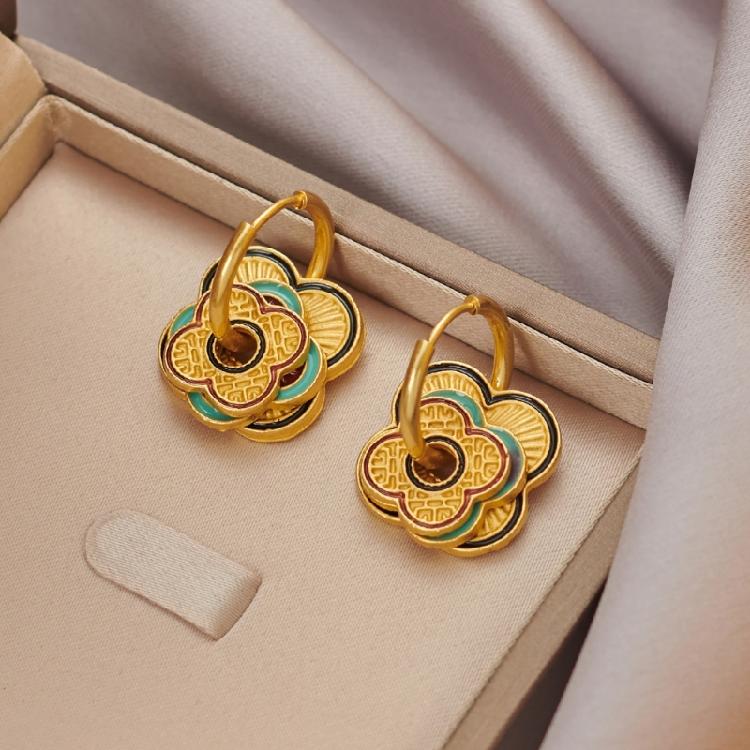 Multipurpose Drop Oil Ear Clip Stylish Ear Cuff for Distinctive Female New Chinese-style Ear Buckles Party Ornaments