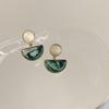 Vintage Acrylic Marble Earrings with Resin Flower, Artistic Cottagecore Dainty Earstuds for Women,