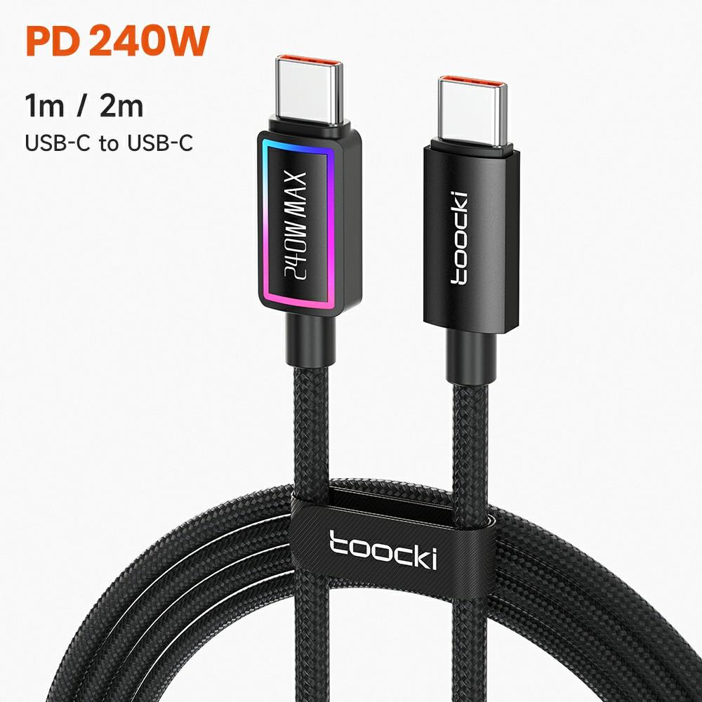 TOOCKI TX109C4 1m PD 240W USB-C to USB-C Ring Light Data Cable 480Mbps Fast Data Transfer Cable with E-Marker Chip for Laptop Phone