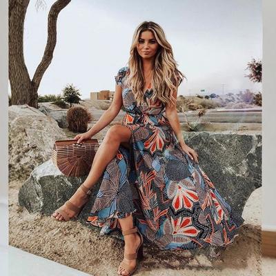 Women's Bohemia New Print Dress Beach Leisure Holiday Swing Dress