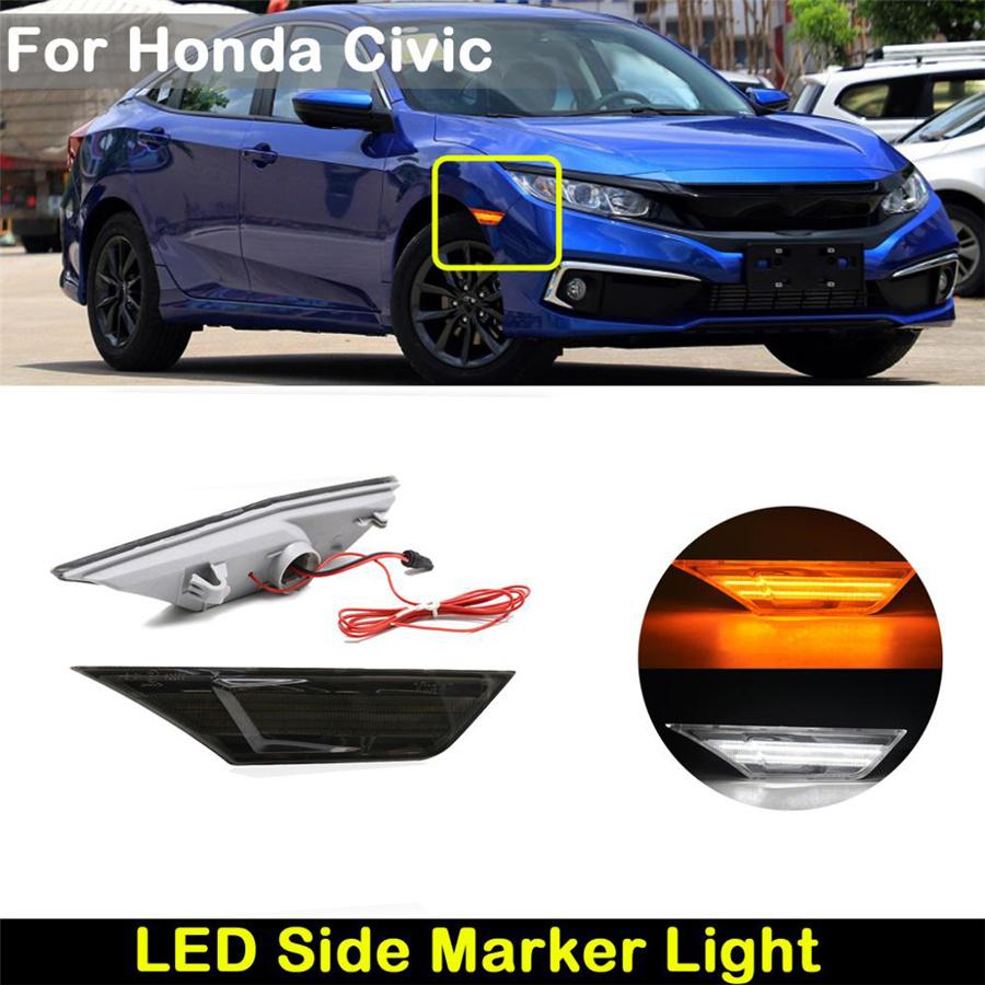 

Car Switchback LED Side Marker Turn Signal Lamp Smoke For 2016+ Honda Civic 10th