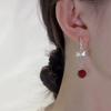 Elegant Red Zircon Butterfly Drop Earrings For Women Temperament Lovely Imitation Pearl Animal Tassel Earring Fashion Jewelry