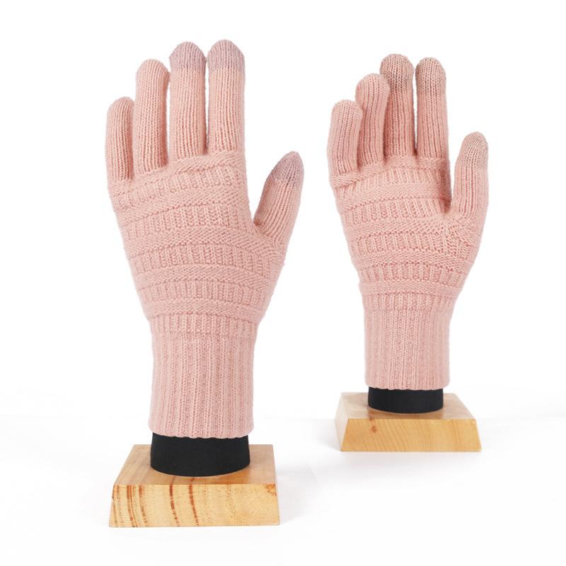 Hot-selling Adult Winter Gloves Women's Double-sided Jacquard Brushed Knitted Thermal Fleece Cycling Gloves Men