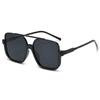 Korean Retro Tea-Colored Women's Fashionable Half-Frame Sunglasses - Trendy, High-End Feel, Street Style, Large Frame, Slimming Design