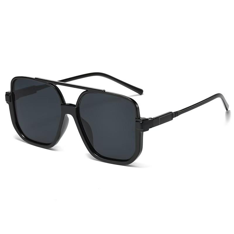 Korean Retro Tea-Colored Women's Fashionable Half-Frame Sunglasses - Trendy, High-End Feel, Street Style, Large Frame, Slimming Design