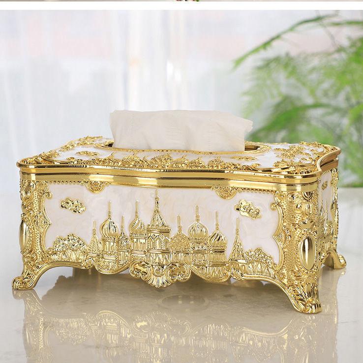 Creative European-style Castle Tissue Holder Storage Box Retro Acrylic Paper Box High-end Cafe Home Kitchen Fashion Paper Box