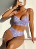 European & American Print Style Three-Piece Bikini Swimsuit Set for Women - 2026 Trend
