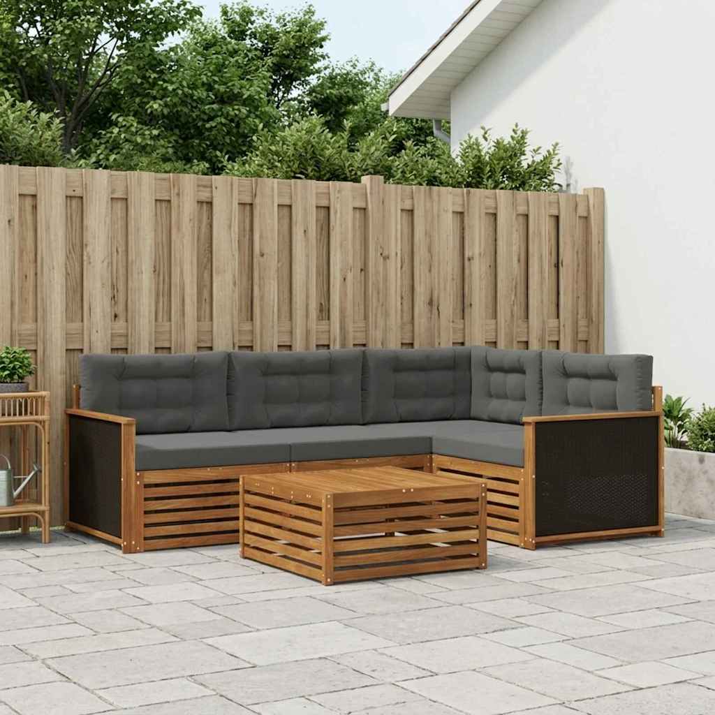 Outdoor Sofa Set 5 pcs Natural and Anthracite 79 x 79 x 37 cm