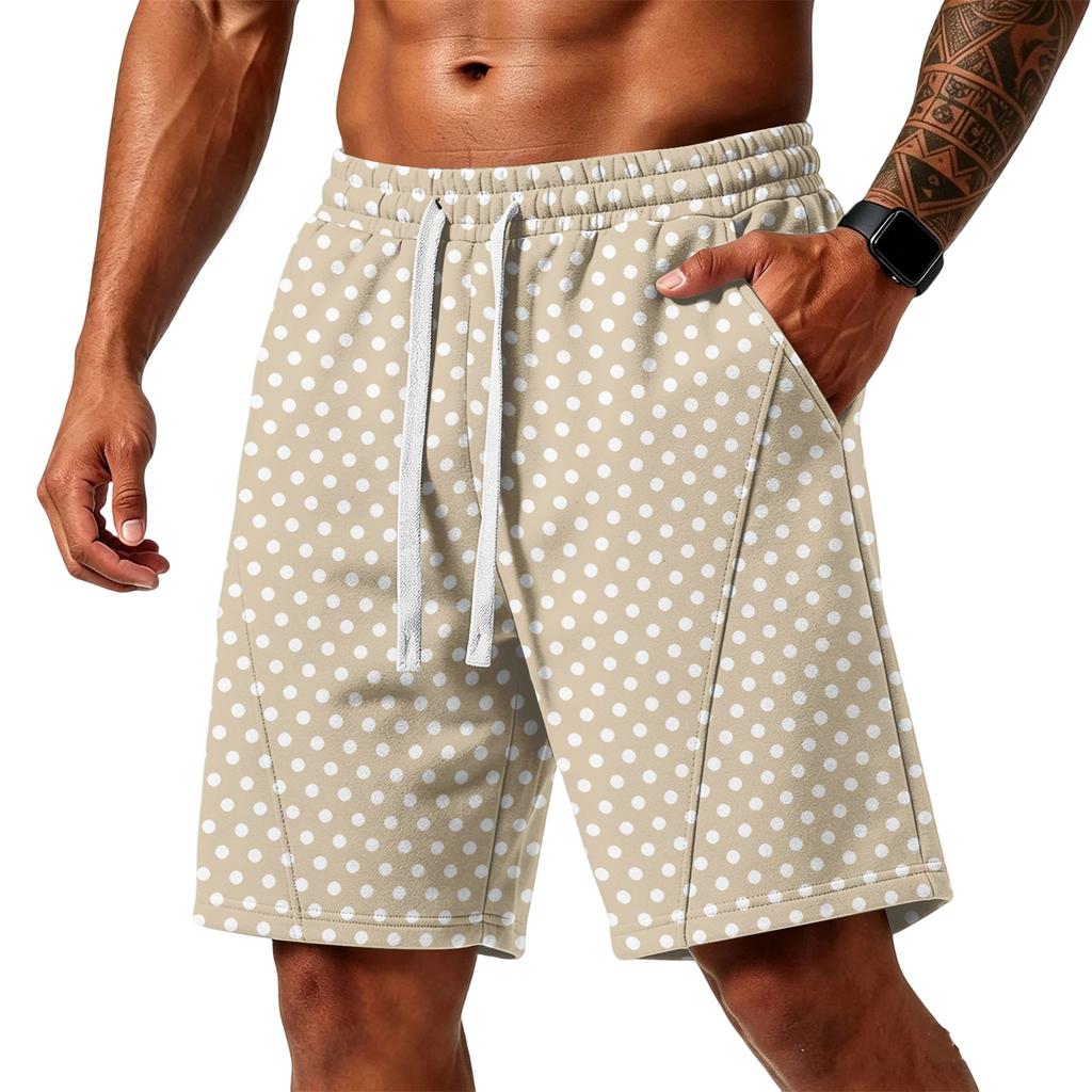 Men's Loose Fit Polka Dot Athletic Shorts with Pockets Elastic Waistband Drawstring for Training Gym Beach Casual Wear