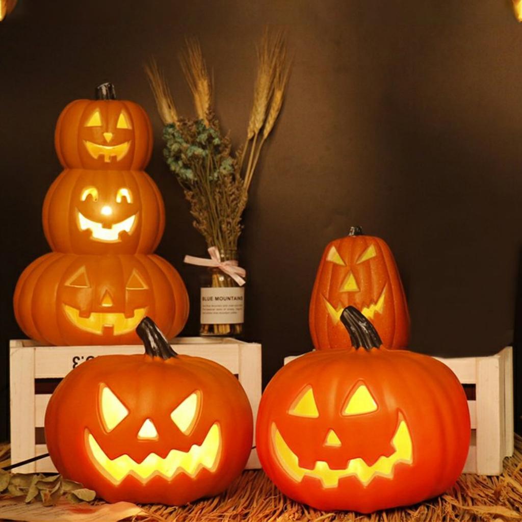 34cm Halloween Pumpkin Led Lamp Creative Lantern Decoration Flashing Ghost Festival Halloween Tabletop Decorations Garden Decor