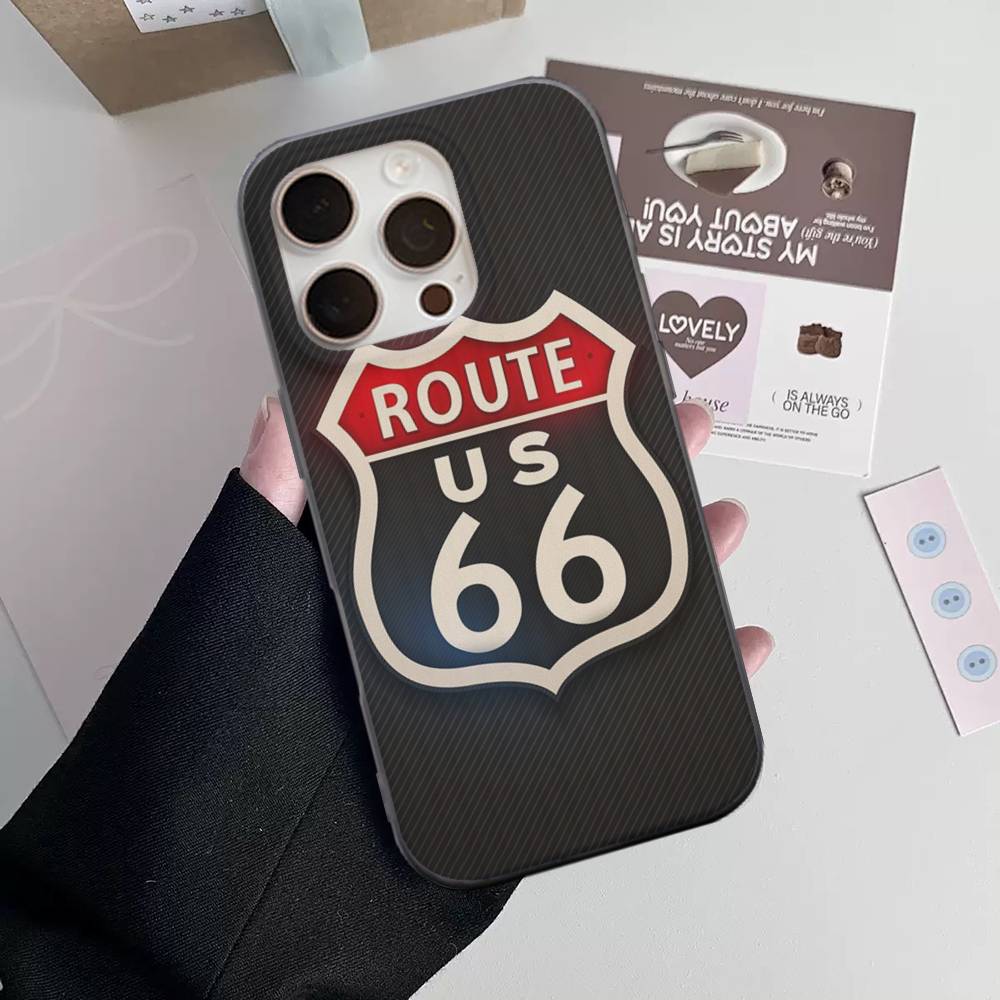 

America Route 66 For IPhone 17 16 15 11 12 13 14 Pro Max Plus Pro Corrugated Translucent Back Phone Cover iPhone 14 pro