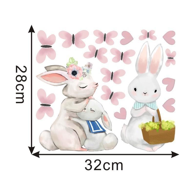

Акварельные Мультяшные Наклейки на Стену с Кроликом, Наклейки на Стену для Детской Комнаты, Гостиной, Спальни, Домашний Декор, Наклейки с Кроликом, ПВХ