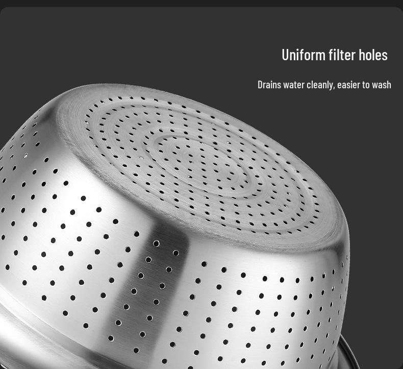 Multifunctional Stainless Steel Grater and Drain Basin Set with Slicer and Non-Magnetic Rice Sieve
