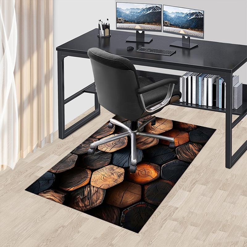 

1pc Wooden Log Hexagon Pattern Chair Mat - Office Desk Rug, Non-Slip Carpet for Home Decor, Suitable for All Seasons, Ideal Gift for Office and Gaming 60cm by 90cm