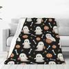 Halloween Ghost Party D Flannel Throw Blanket Pumpkin Skeleton Lightweight Bedspread for Travel and Home
