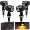 Evermotor Motorcycle LED Turn Signals, Bullet Shape, Small, 12V, Black Case, High Brightness, Round, Waterproof, EU Certified E-Mark (4pcs)
