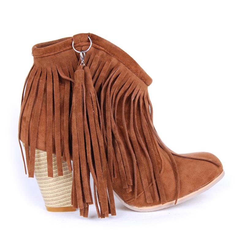 Mode 2024 Große Größe 34-43 Schwarz Braun Rosa Quasten Plattform Frauen Schuhe Frau Vintage Fringe High Heels Stiefeletten yji89