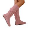 Women's Wide Width Wrinkled Ankle Boots, Side Zipper High Top Flats, Fashion Casual Booties for Women