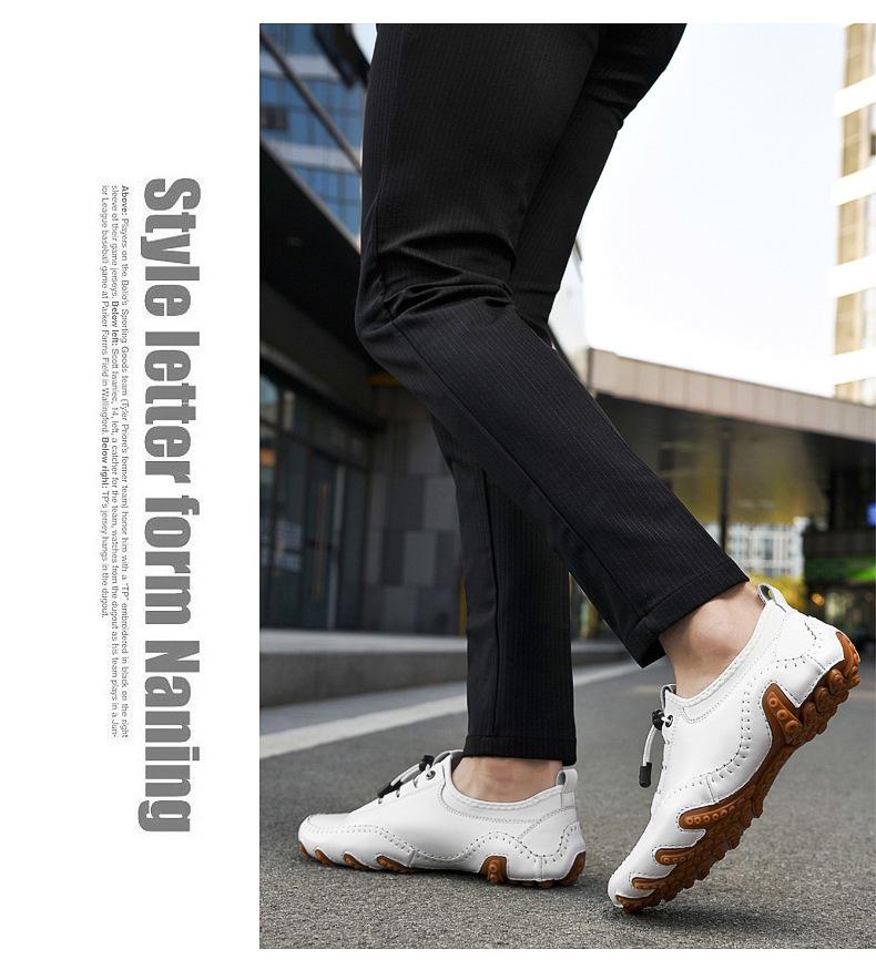 2025 Plus Size Men's White Breathable Driving Loafers - British Style Casual Soft Sole Shoes