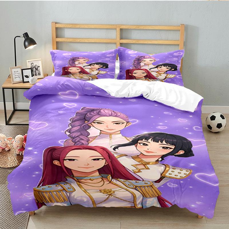 K-pop Heroes In Action 3PCS Bedding set,Ideal for 1pc Duvet Cover And 2pcs Pillowcases Perfect for Fan gift,Ideal for Bedroom, Dormitory