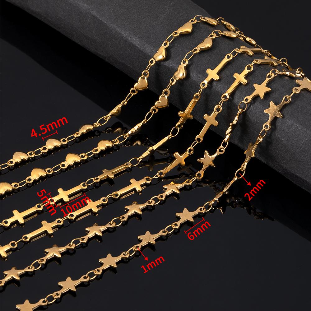 No Fade 1Meter Stainless Steel Gold Plated Embossed Link Chains DIY Women Men Necklaces Bracelets Jewelry Making Bags Chain Bulk