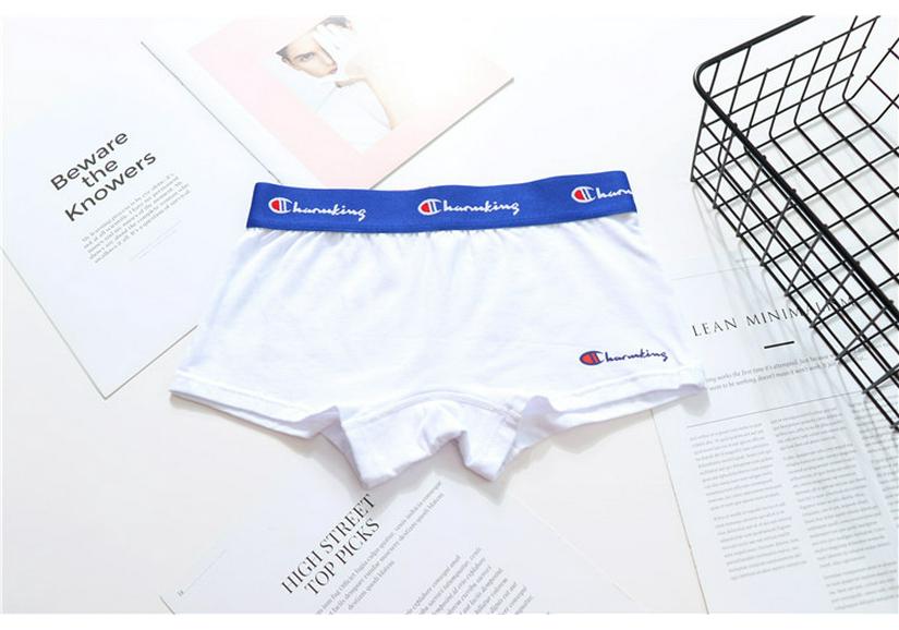 Women's Pure Cotton Breathable Antibacterial Triangle Briefs with Wide Waistband, Boyshorts, and Trendy Letter Design.