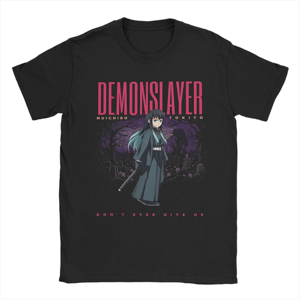 Demon Slayer Anime T-Shirt Herren Baumwolle Oberteile Shirts Ästhetisch Muichiro Tokito Rundhals Kurzarm