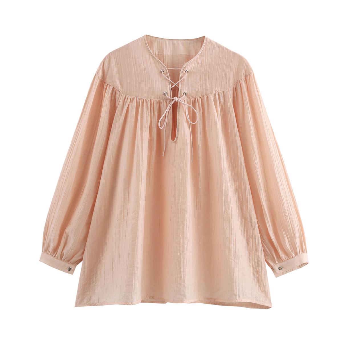 

2025 Spring Collection: Women s Street Fashion Drawstring Long Sleeve Shirt Large
