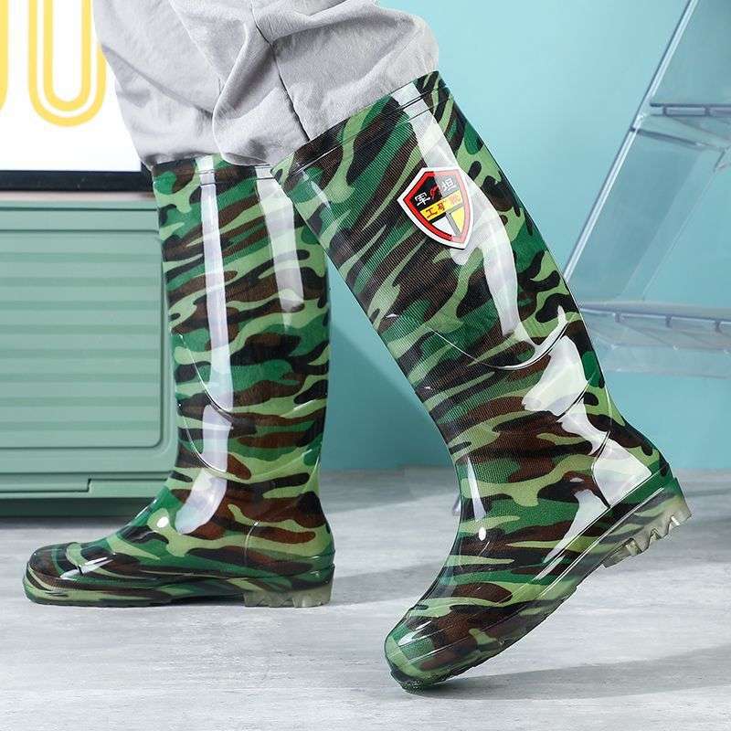 Camouflage Men's Water Shoes Water Boots High Tube Medium Tube Low Tube Wear-resistant Rubber Shoes Construction Site Kitchen Oil-proof Beef Tendon So