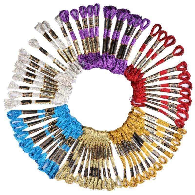 Complete Embroidery Starter Set Polyester Cotton Blend Fabric Includes Needle Thread Scissors for Beginner